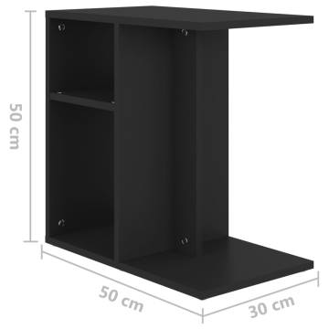 Stylish Black Side Table - 50x30x50 cm Engineered Wood