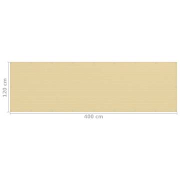 Balcony Screen Beige 120x400 cm HDPE - Privacy & Shade