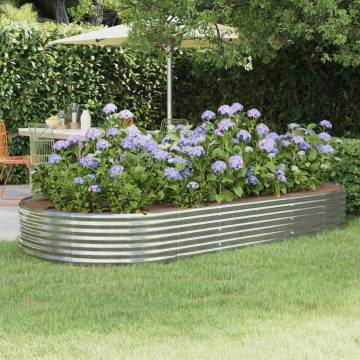 Garden Raised Bed - Powder-coated Steel Silver 296x140x36 cm