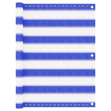 Balcony Screen Blue and White 75x600 cm HDPE | Hipomarket