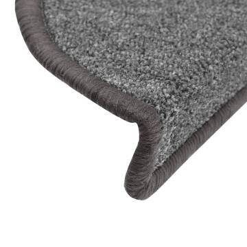 15 Dark Grey Carpet Stair Treads - Non-Slip & Washable