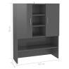 High Gloss Grey Washing Machine Cabinet - Modern Bathroom Storage