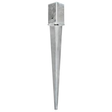 Durable Galvanised Ground Spikes - 12 pcs Silver 8x8x76 cm