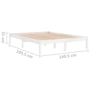 White Solid Wood Bed Frame 135x190 cm Double | HipoMarket