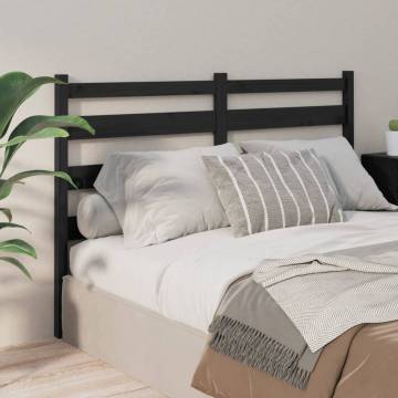 Stylish Black Bed Headboard - Solid Wood Pine | 206x4x100 cm