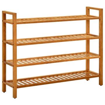 Shoe Rack with 4 Shelves - Solid Oak Wood | HIPO Market