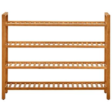 Shoe Rack with 4 Shelves - Solid Oak Wood | HIPO Market