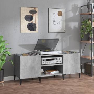 Concrete Grey Record Cabinet - Stylish Storage for Vinyls