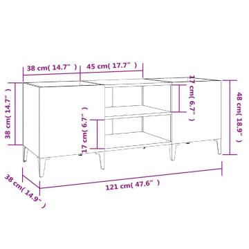 Concrete Grey Record Cabinet - Stylish Storage for Vinyls