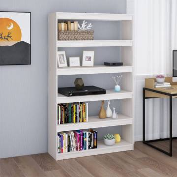 Stylish White Book Cabinet & Room Divider - Solid Pinewood