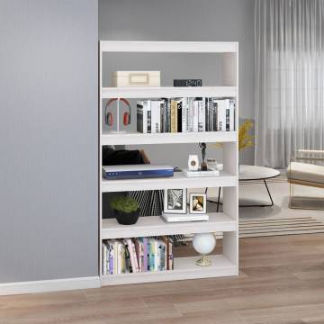 Stylish White Book Cabinet & Room Divider - Solid Pinewood