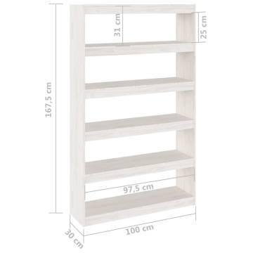 Stylish White Book Cabinet & Room Divider - Solid Pinewood