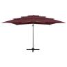 4-Tier Bordeaux Red Parasol with Aluminium Pole - 250x250 cm