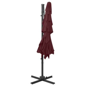 4-Tier Bordeaux Red Parasol with Aluminium Pole - 250x250 cm