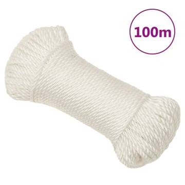 Durable 6mm White Work Rope - 100m Polypropylene | HipoMarket