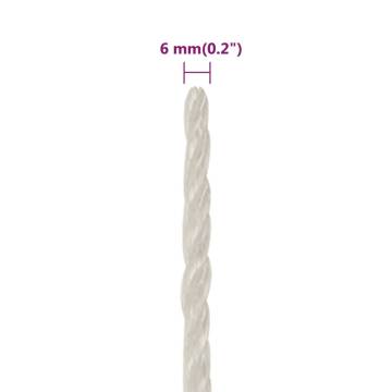 Durable 6mm White Work Rope - 100m Polypropylene | HipoMarket