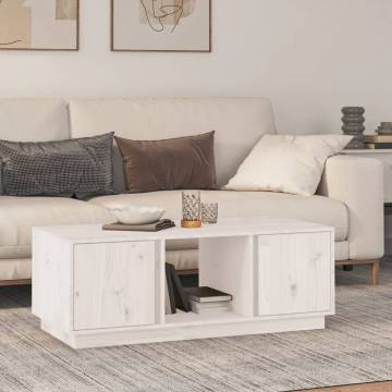 Elegant White Coffee Table - Solid Pine Wood 110x50x40 cm