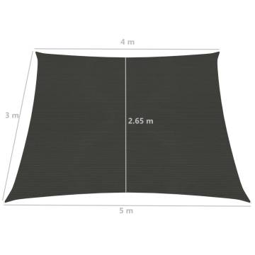 Sunshade Sail 160 g/m² Anthracite 4/5x3 m HDPE | HipoMarket