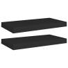 Floating Wall Shelves - Stylish Black MDF Display (Set of 2)