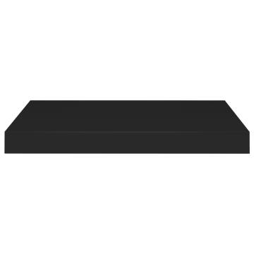 Floating Wall Shelves - Stylish Black MDF Display (Set of 2)