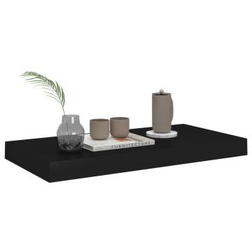 Floating Wall Shelves - Stylish Black MDF Display (Set of 2)