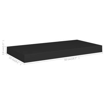 Floating Wall Shelves - Stylish Black MDF Display (Set of 2)