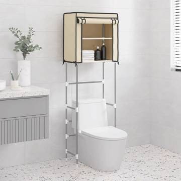 2-Tier Storage Rack Over Toilet - Cream Iron 56x30x170 cm