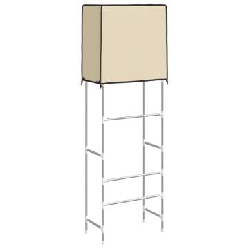 2-Tier Storage Rack Over Toilet - Cream Iron 56x30x170 cm