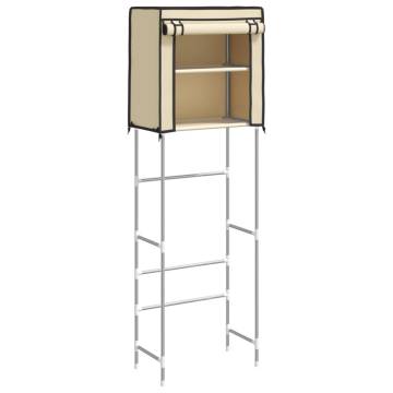 2-Tier Storage Rack Over Toilet - Cream Iron 56x30x170 cm