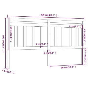 Stylish Solid Pine Bed Headboard - 206x4x100 cm | Hipomarket UK