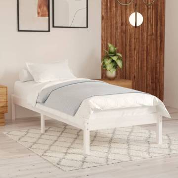 Elegant White Solid Wood Pine Bed Frame 90x200 cm