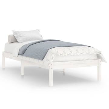 Elegant White Solid Wood Pine Bed Frame 90x200 cm