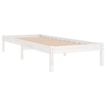 Elegant White Solid Wood Pine Bed Frame 90x200 cm