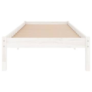 Elegant White Solid Wood Pine Bed Frame 90x200 cm