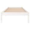 Elegant White Solid Wood Pine Bed Frame 90x200 cm