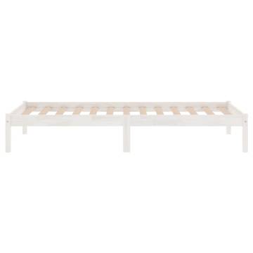 Elegant White Solid Wood Pine Bed Frame 90x200 cm