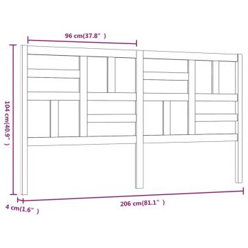 Stylish White Bed Headboard - Solid Pine Wood 206x4x104 cm