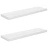 Floating Wall Shelves - High Gloss White - 2 pcs | Hipomarket