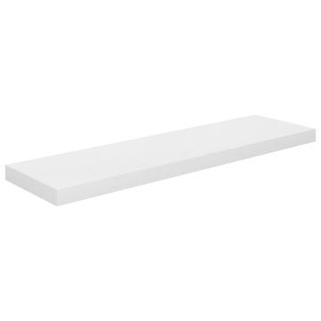 Floating Wall Shelves - High Gloss White - 2 pcs | Hipomarket