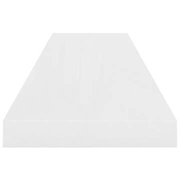 Floating Wall Shelves - High Gloss White - 2 pcs | Hipomarket