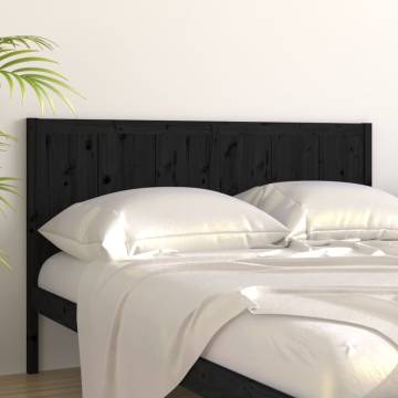 Bed Headboard Black 125.5x4x100 cm | Solid Pine Wood