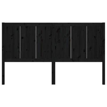 Bed Headboard Black 125.5x4x100 cm | Solid Pine Wood