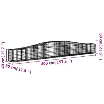 Arched Gabion Basket 400x30x40/60 cm - Galvanised Iron