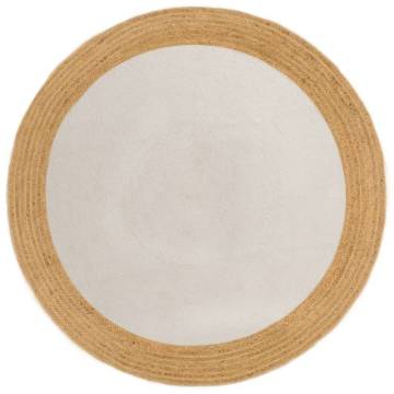 Braided White & Natural Area Rug - 90 cm Jute & Cotton