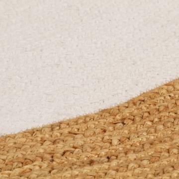 Braided White & Natural Area Rug - 90 cm Jute & Cotton