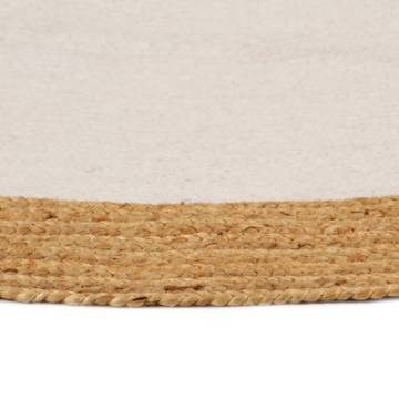 Braided White & Natural Area Rug - 90 cm Jute & Cotton