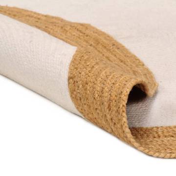 Braided White & Natural Area Rug - 90 cm Jute & Cotton