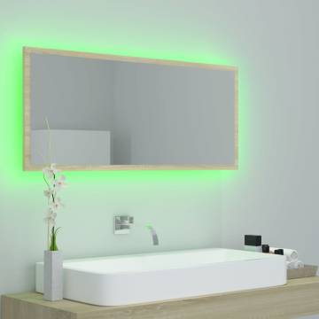 LED Bathroom Mirror Sonoma Oak 100x8.5x37 cm - Contemporary Style