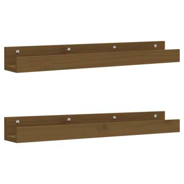 Honey Brown Wall Shelves 2 pcs | Solid Pine Wood