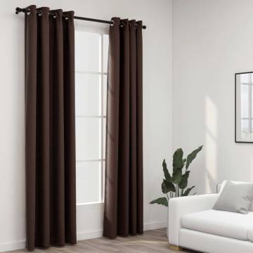 Linen-Look Blackout Curtains - Taupe 140x225cm (2pcs)